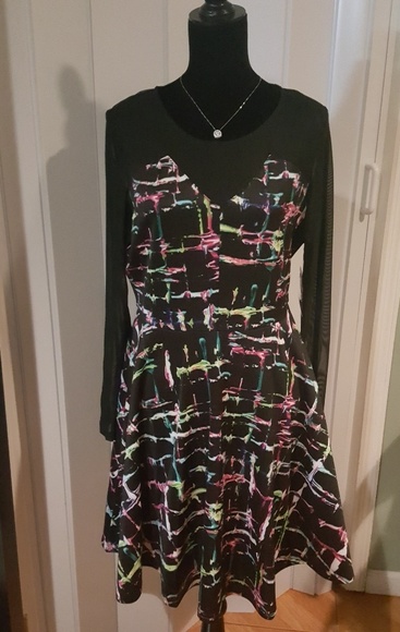 FTF electric grid flare dress - Picture 2 of 5